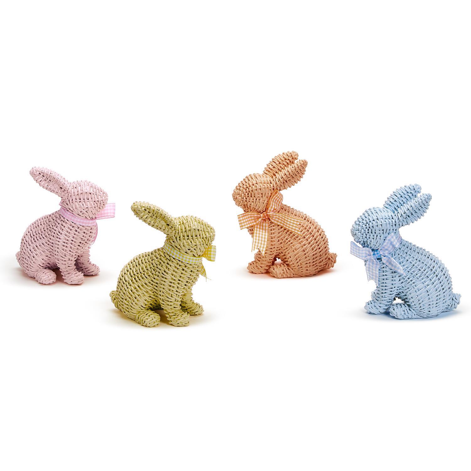 Pretty Pastels Basket Weave Pattern Bunny with Bow Easter Decor A/4 Colors