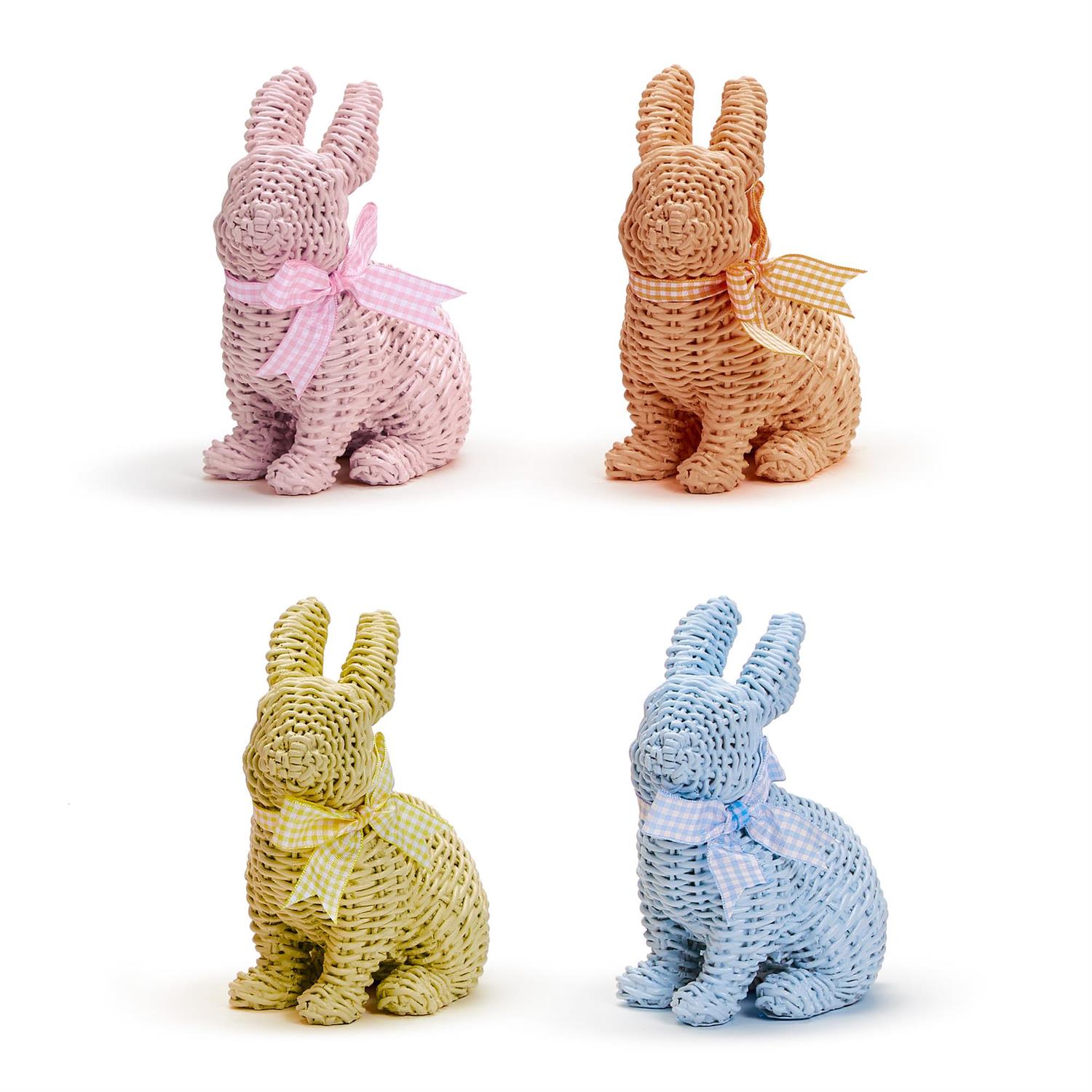 Pretty Pastels Basket Weave Pattern Bunny with Bow Easter Decor A/4 Colors