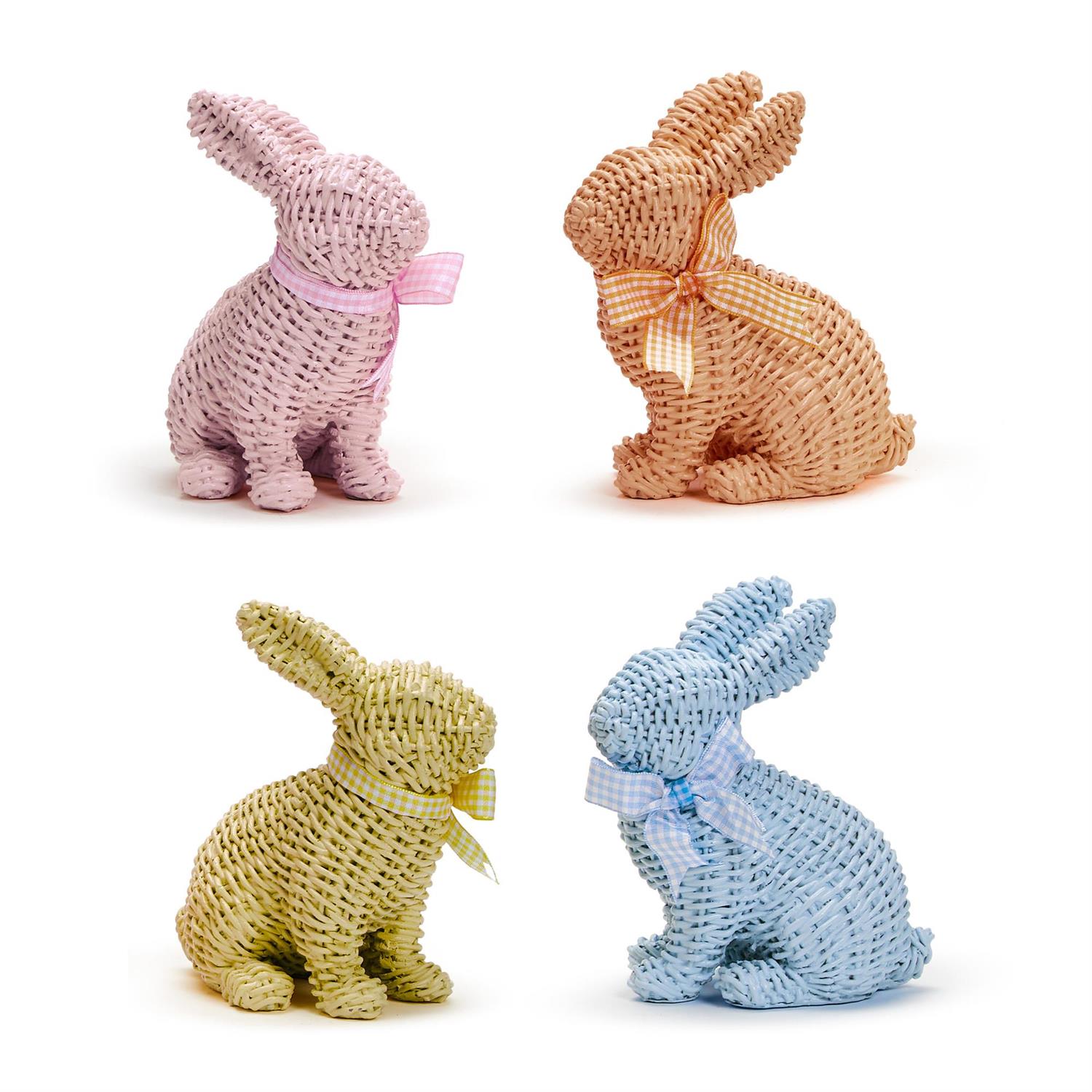 Pretty Pastels Basket Weave Pattern Bunny with Bow Easter Decor A/4 Colors