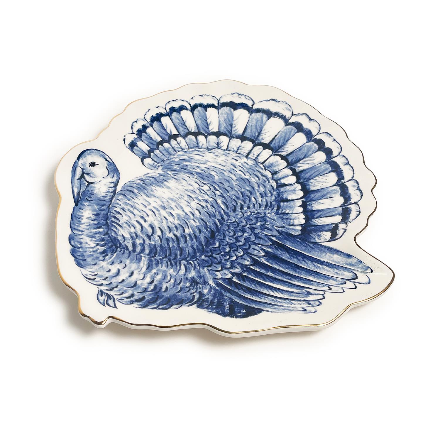 Blue and White Turkey Plate