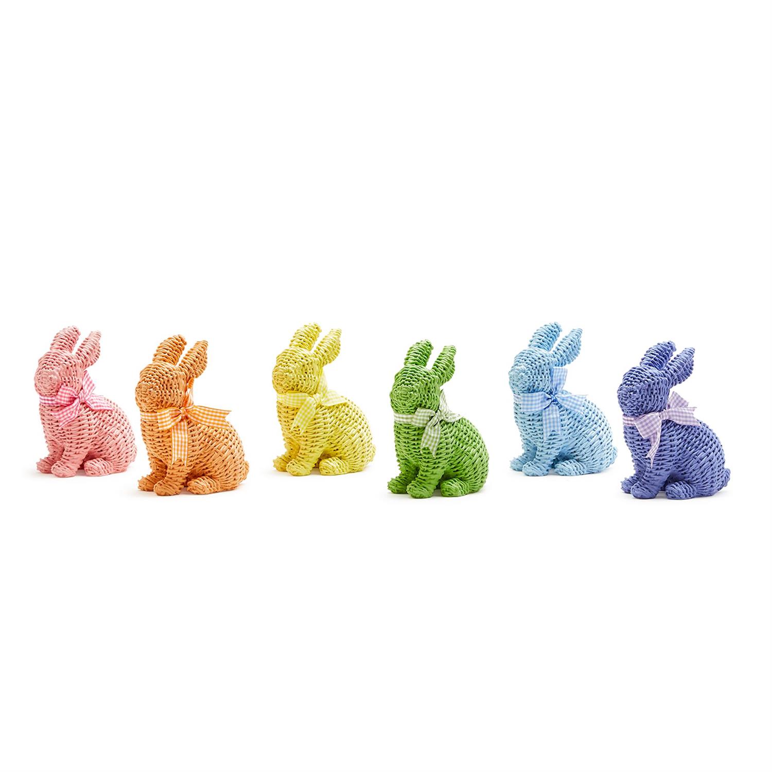 Basket Weave Pattern Easter Bunny with Bow Assorted 6 Colors