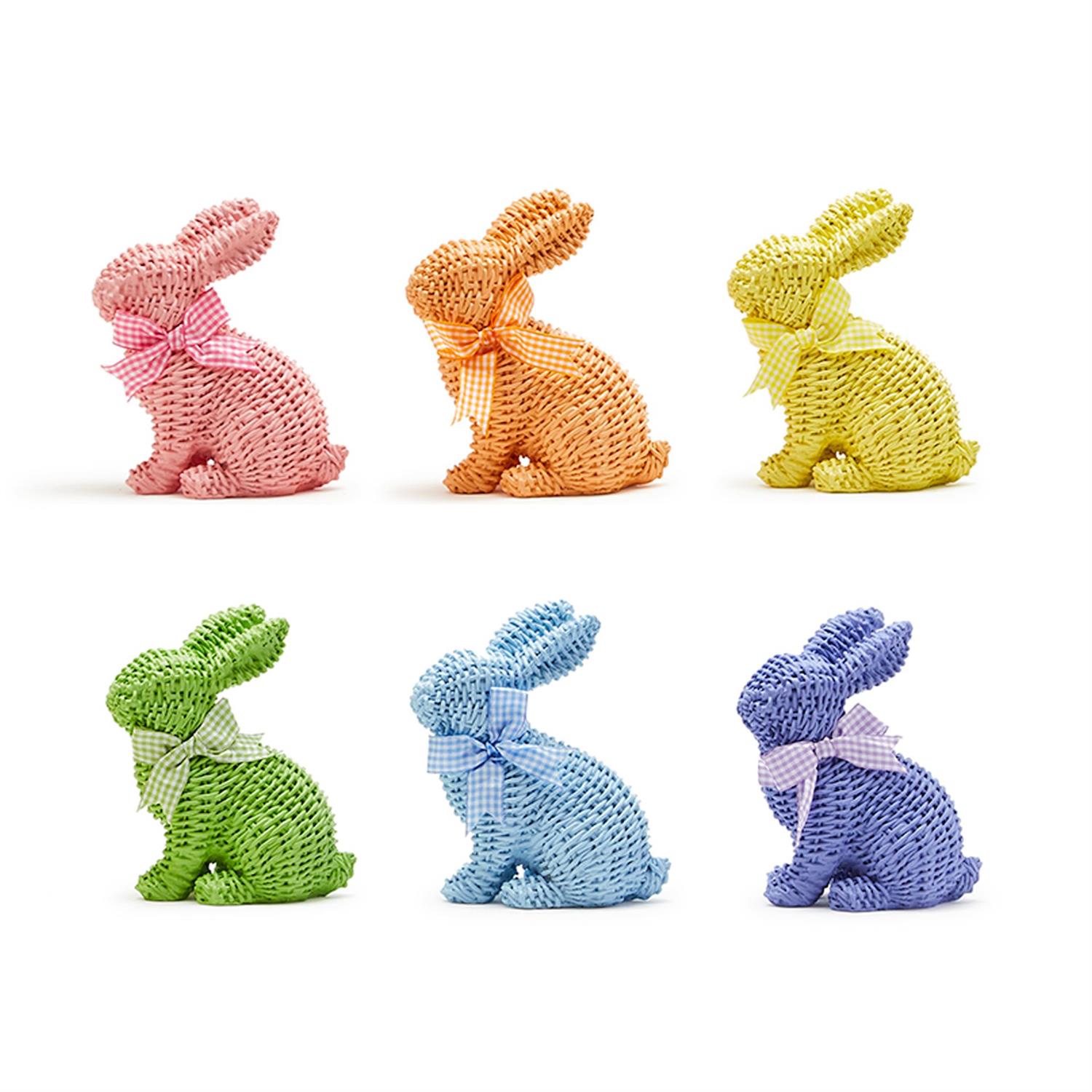 Basket Weave Pattern Easter Bunny with Bow Assorted 6 Colors