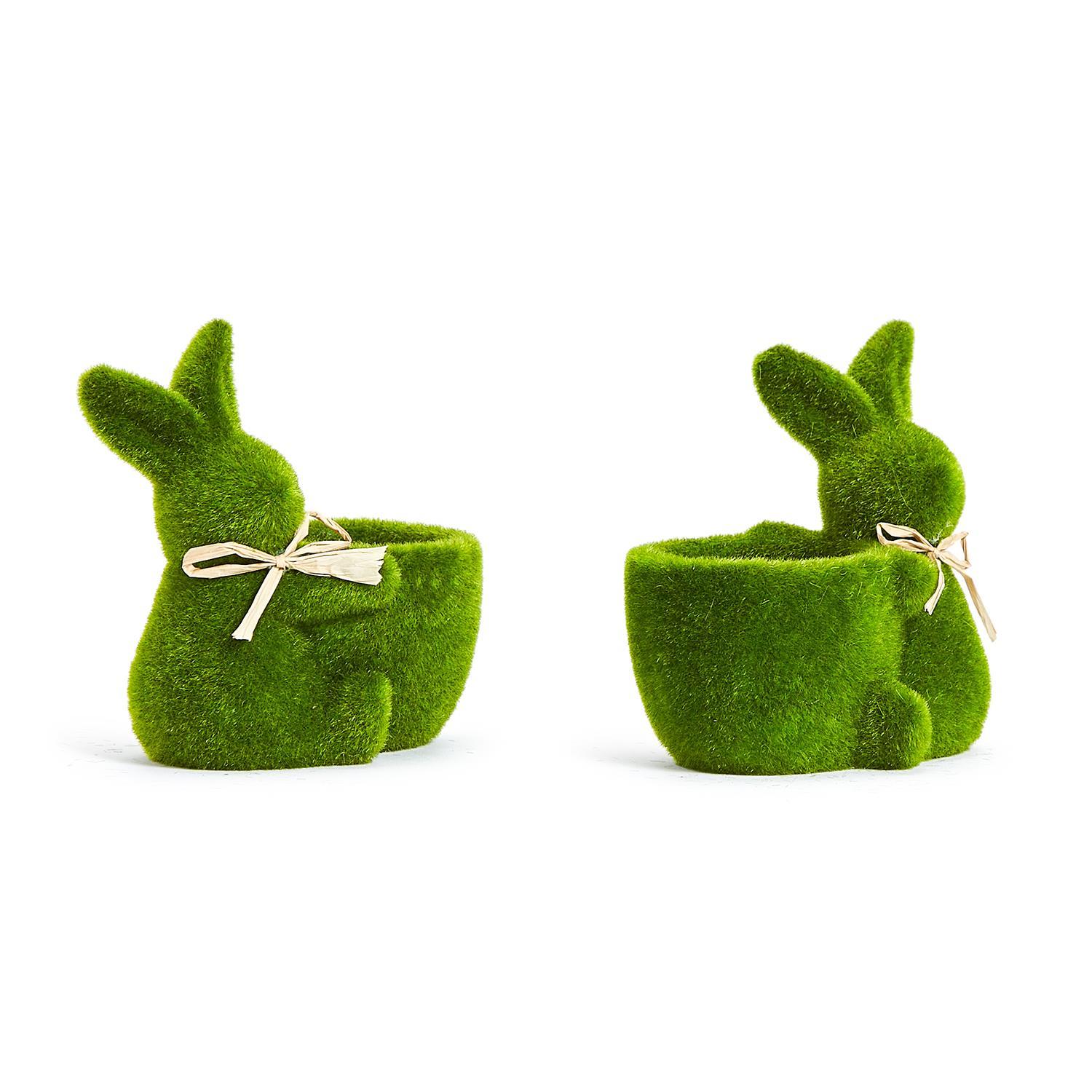 Ear-resistible Set of 2 Faux Moss Easter Bunny Cachepot / Planters