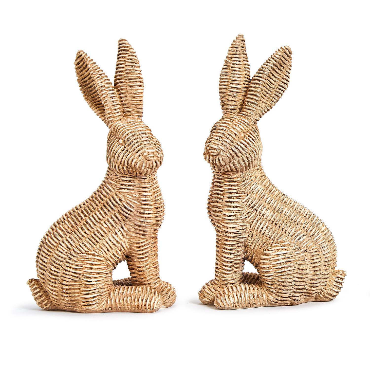 S/2 Rattan Weave Pattern Easter Bunnies Assorted 2 Patterns