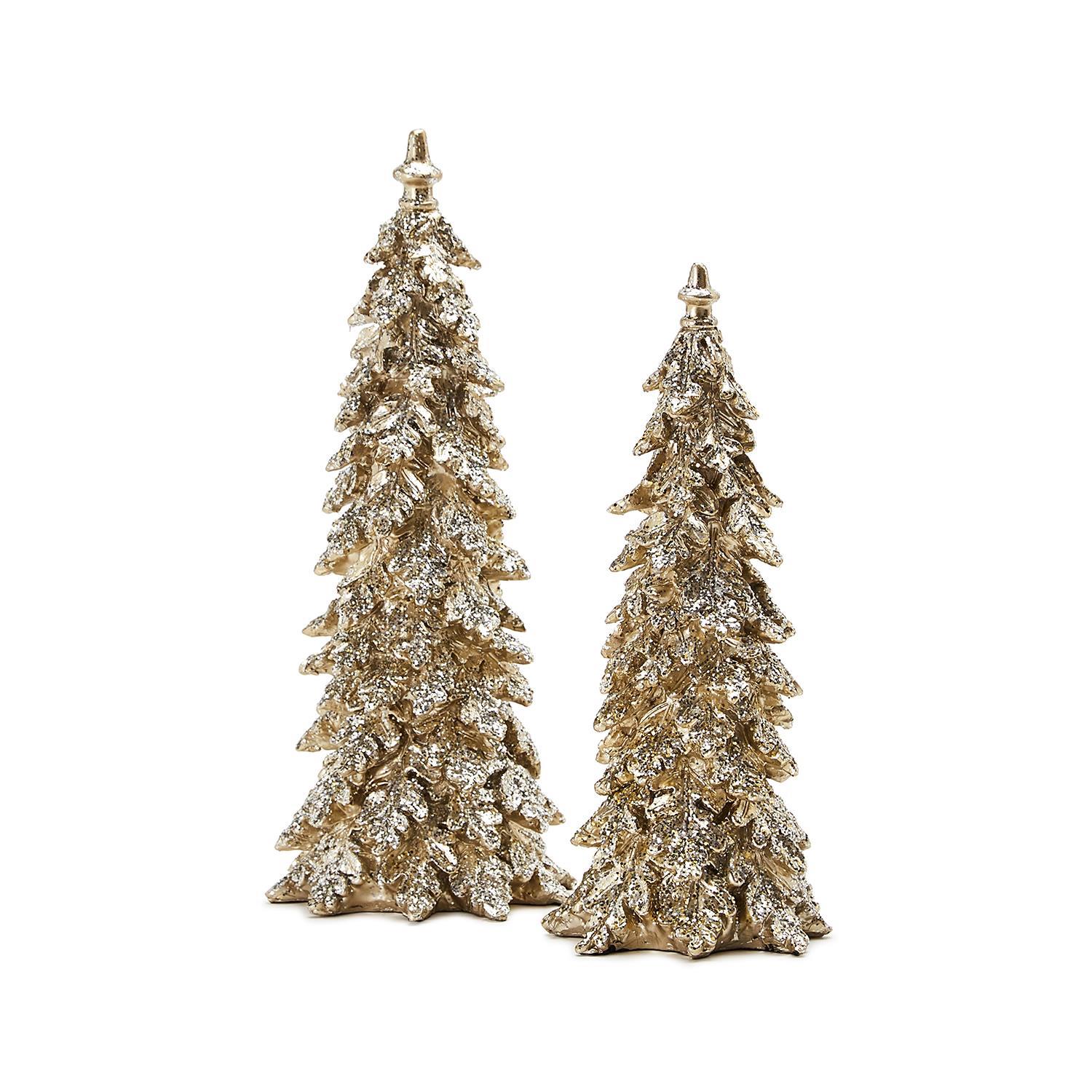 Set of 2 Glistening Christmas Trees