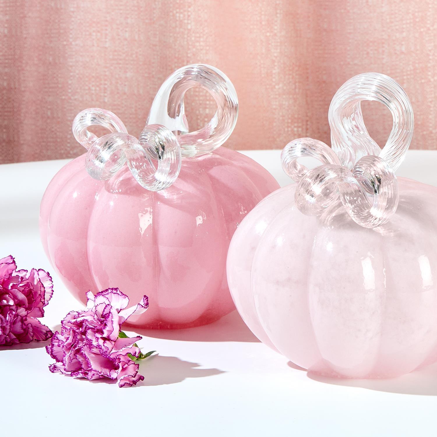 Autumn Blush Glass Pumpkins Assorted 3 Colors