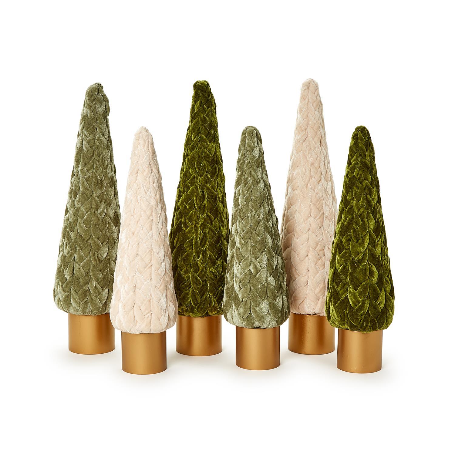 Set of 6 Braided Velvet Trees with Wooden Base Includes 2 Sizes Each in ...