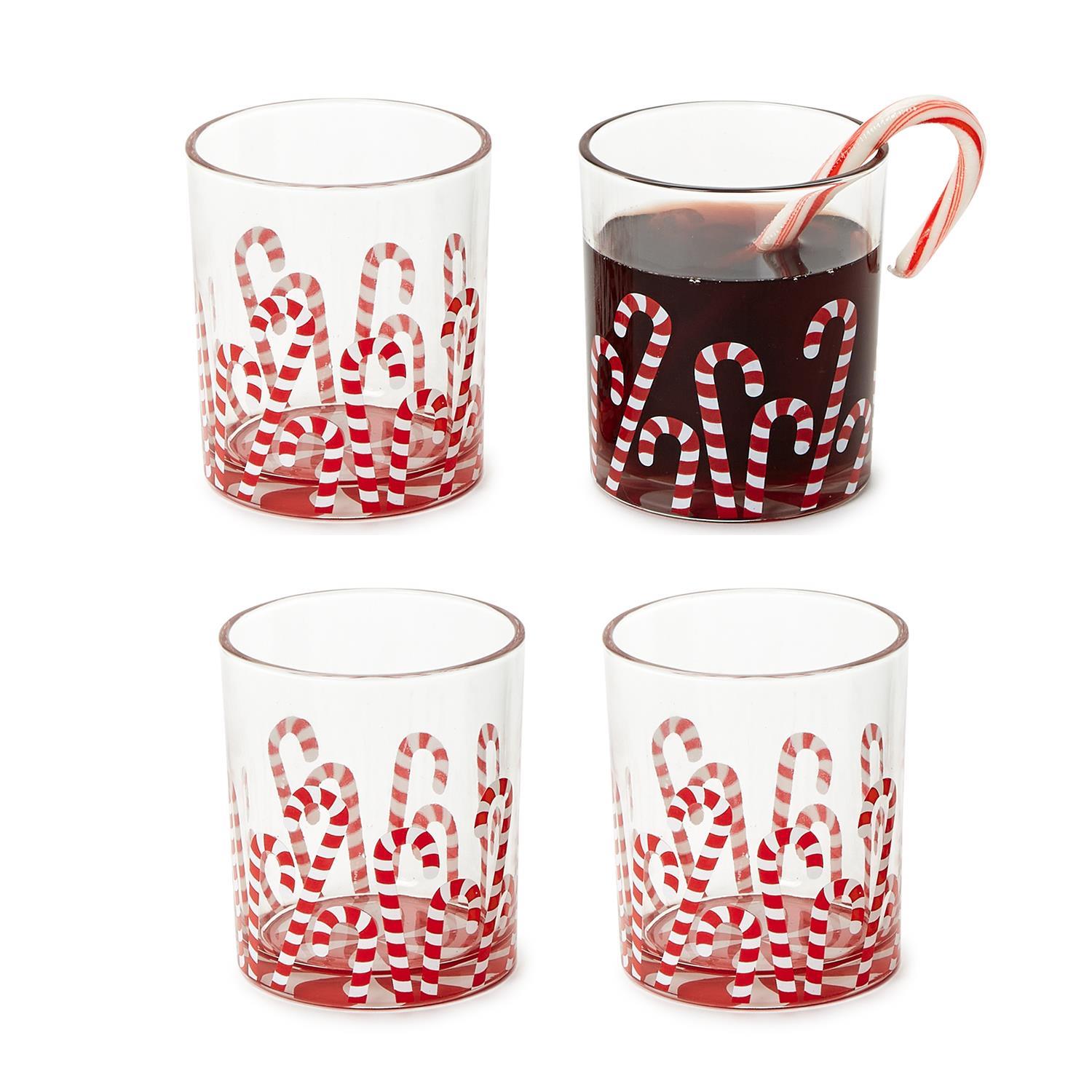 Peppermint Twist Set of 4 Double Old Fashion Glass in Gift Box