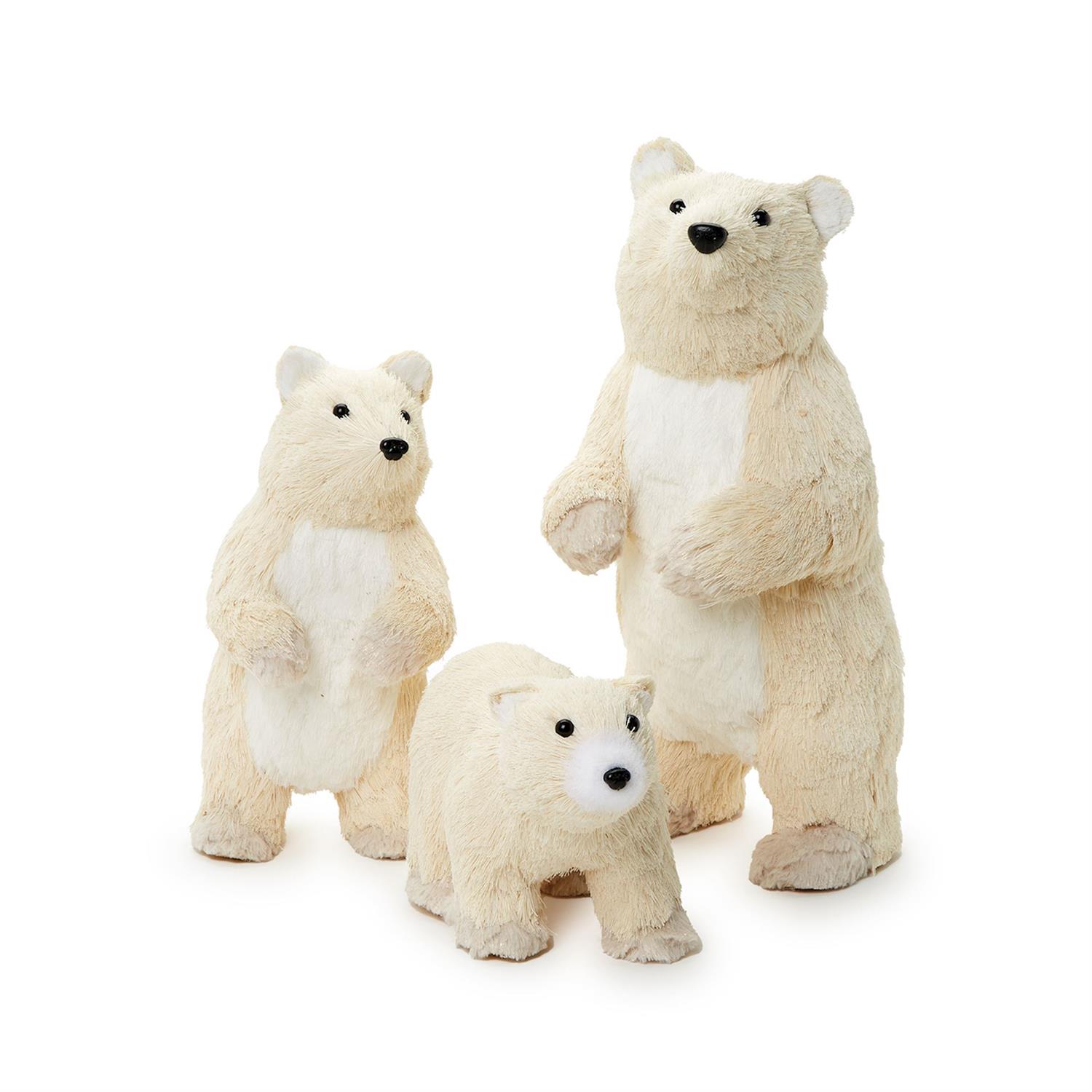 Set of 3 Hand-Crafted Polar Bears Holiday Decor