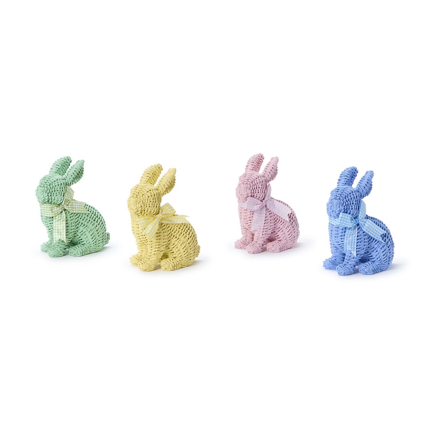 Basket Weave Pattern Easter Bunny with Bow Assorted 4 Colors