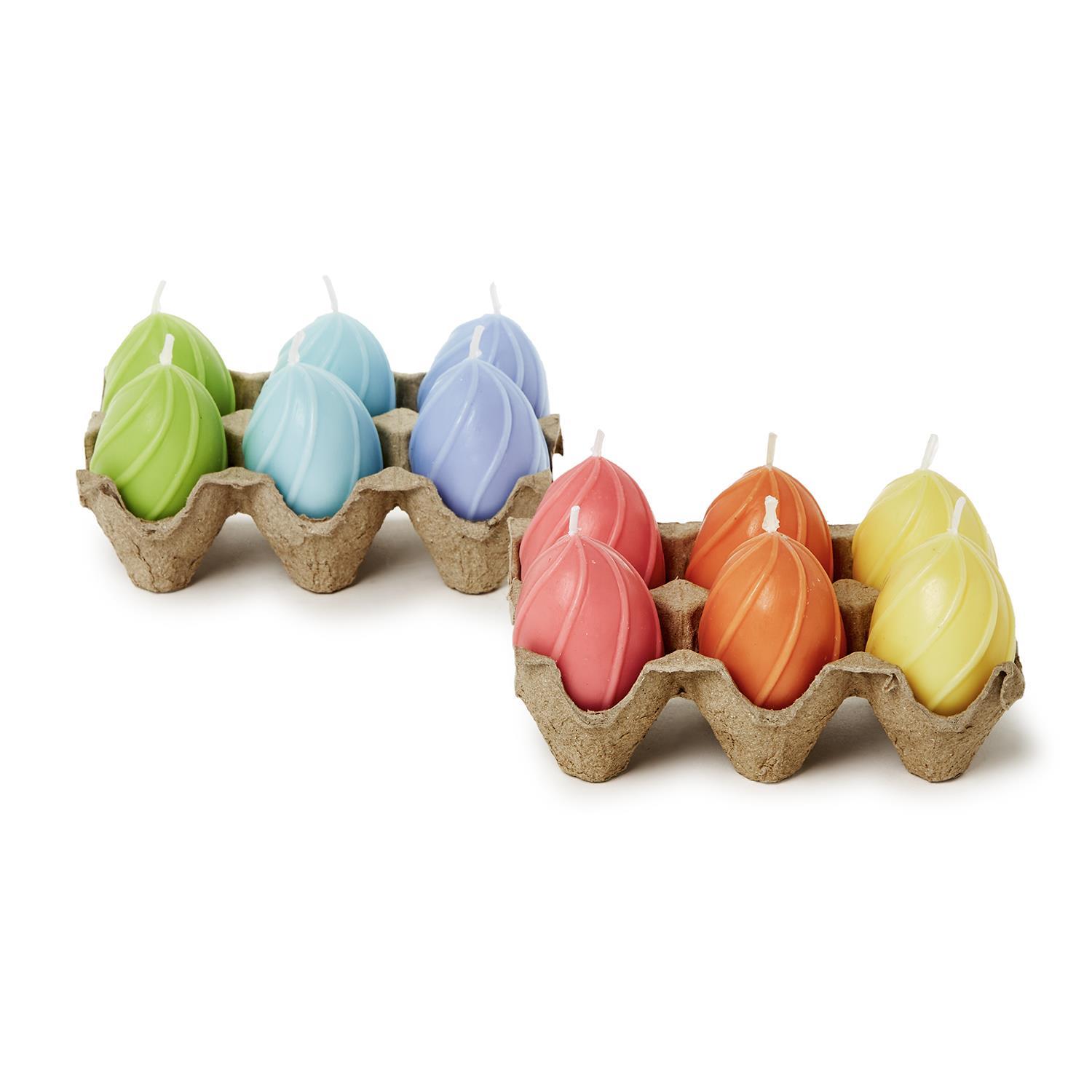 egg.candle.1206さま おまとめ Set of 6 Egg Candles in Egg Crate Assorted 2 Colorations