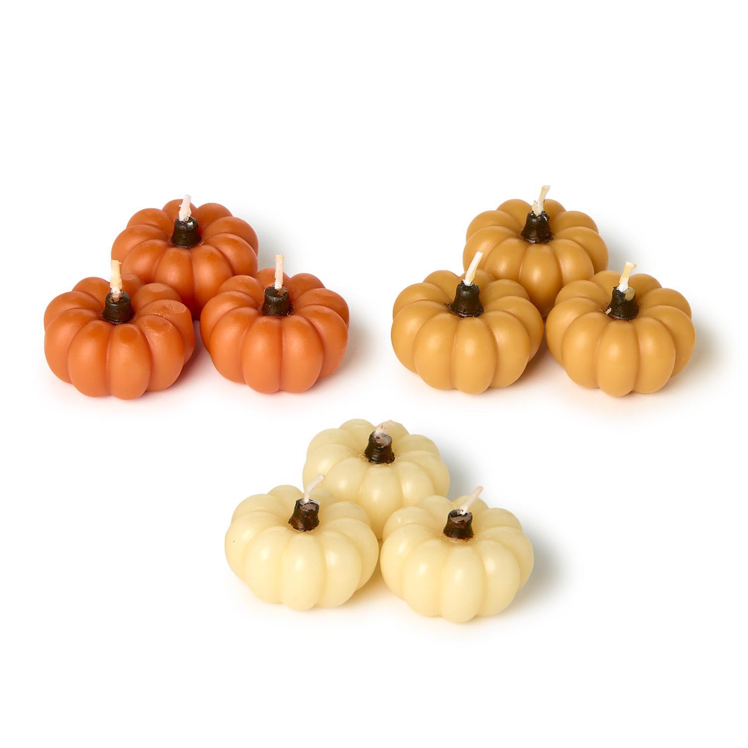 Set of 3 Mini Pumpkin Candles in Gift Box Assorted 3 Colors: Rust