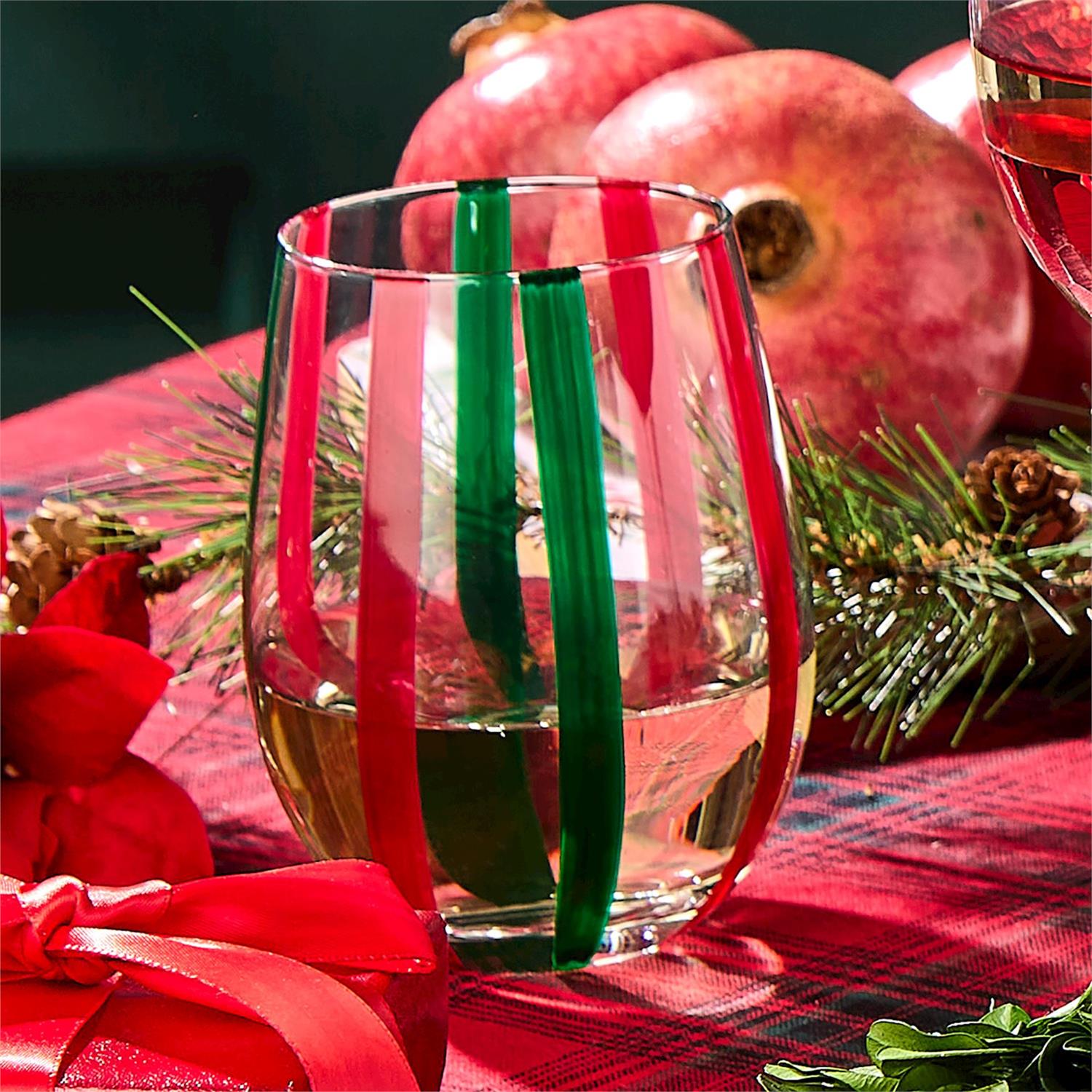 Courtly Stripe Stemless Wine Glass main image 0