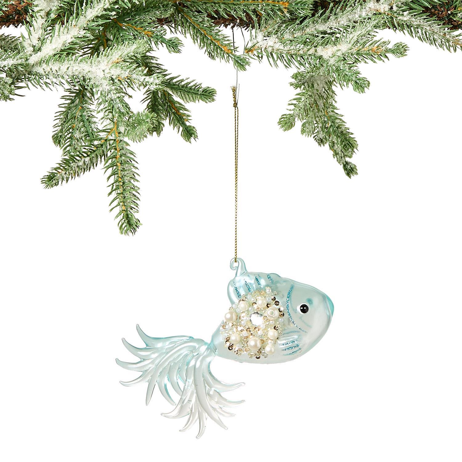 Curated visual reference: Sparkling Fish 12 Pc Hand Blown Glass Ornament Unit Includes Photo Inspiration