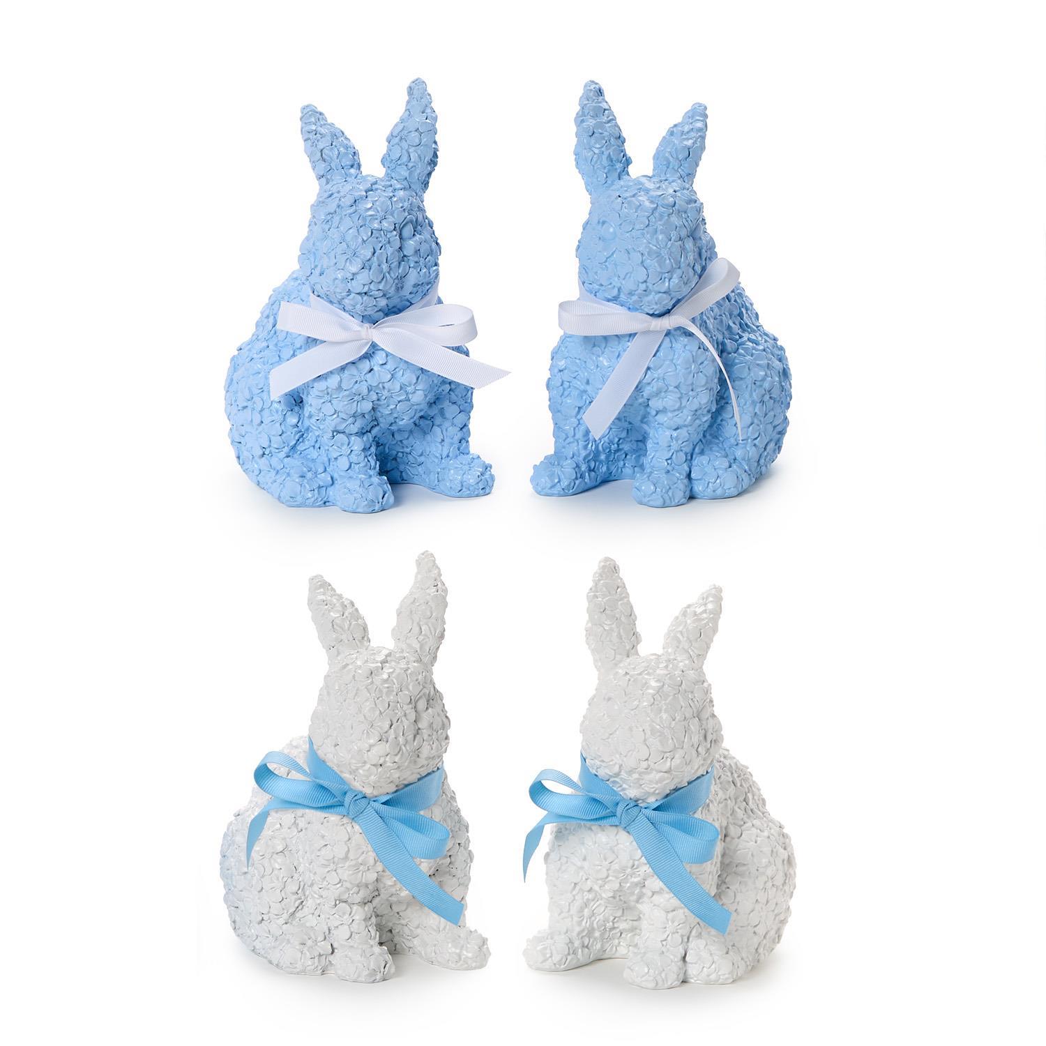 Set of 2 Easter Bunnies with Floral Relief Pattern Asst 2 Colors