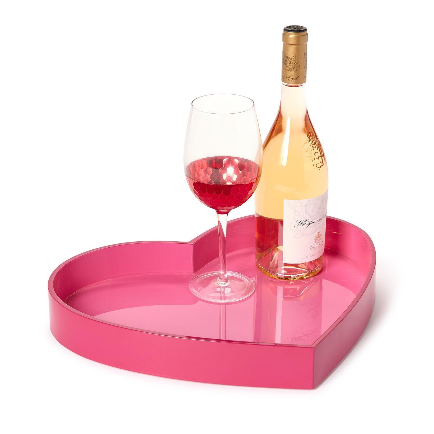 Set of 3 Lacquered Two-Tone Heart Trays Includes 3 Sizes