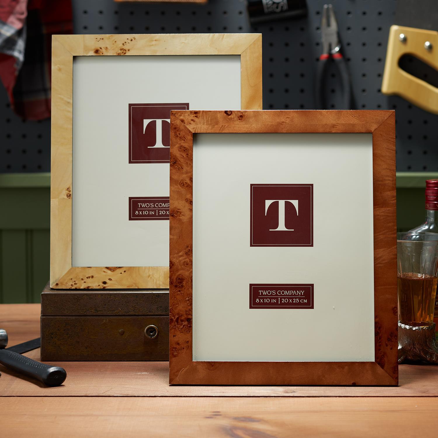 Burled Wood 8" x 10" Photo Frame Asst 2 Colors