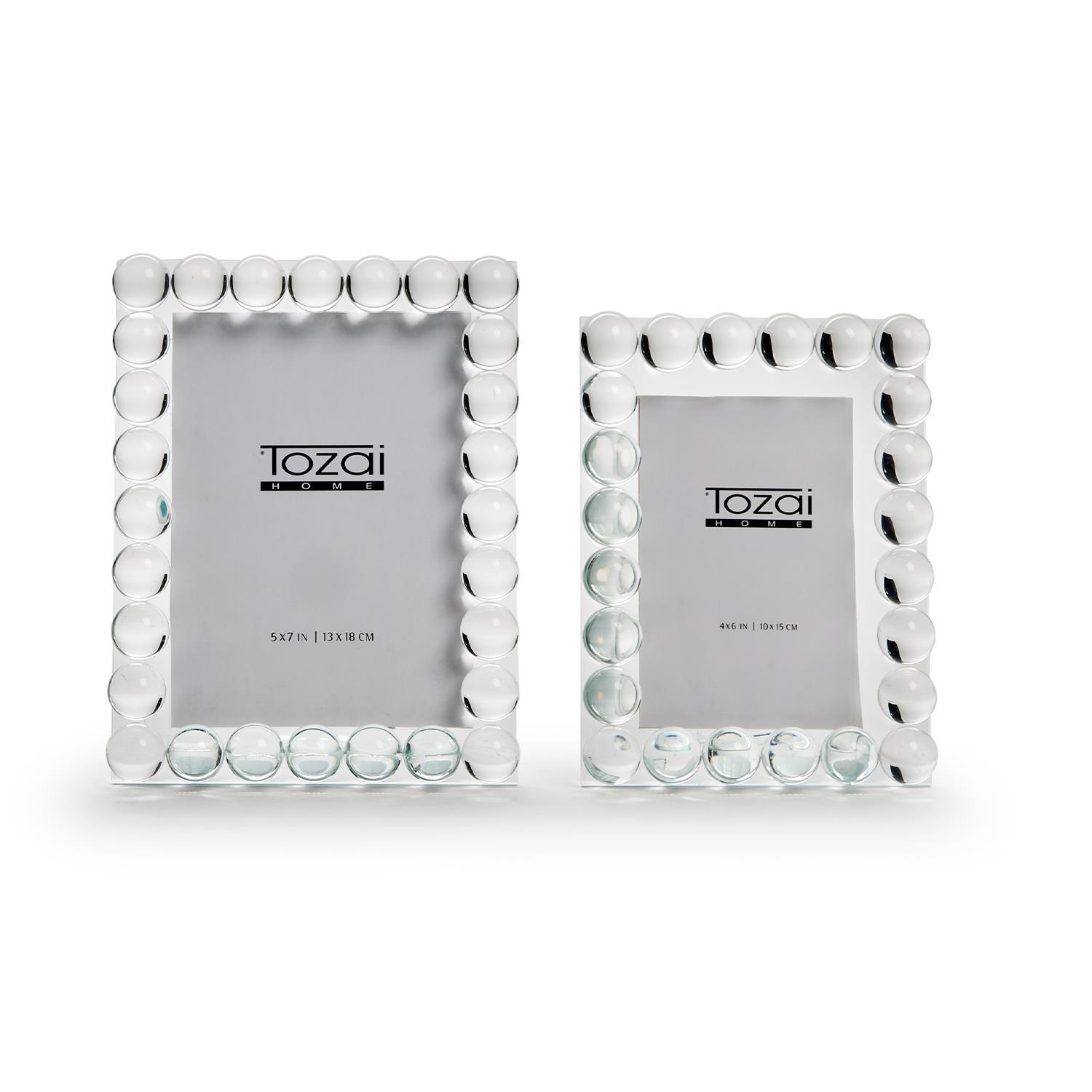 S/2 Bubbles Crystal Glass Photo Frame