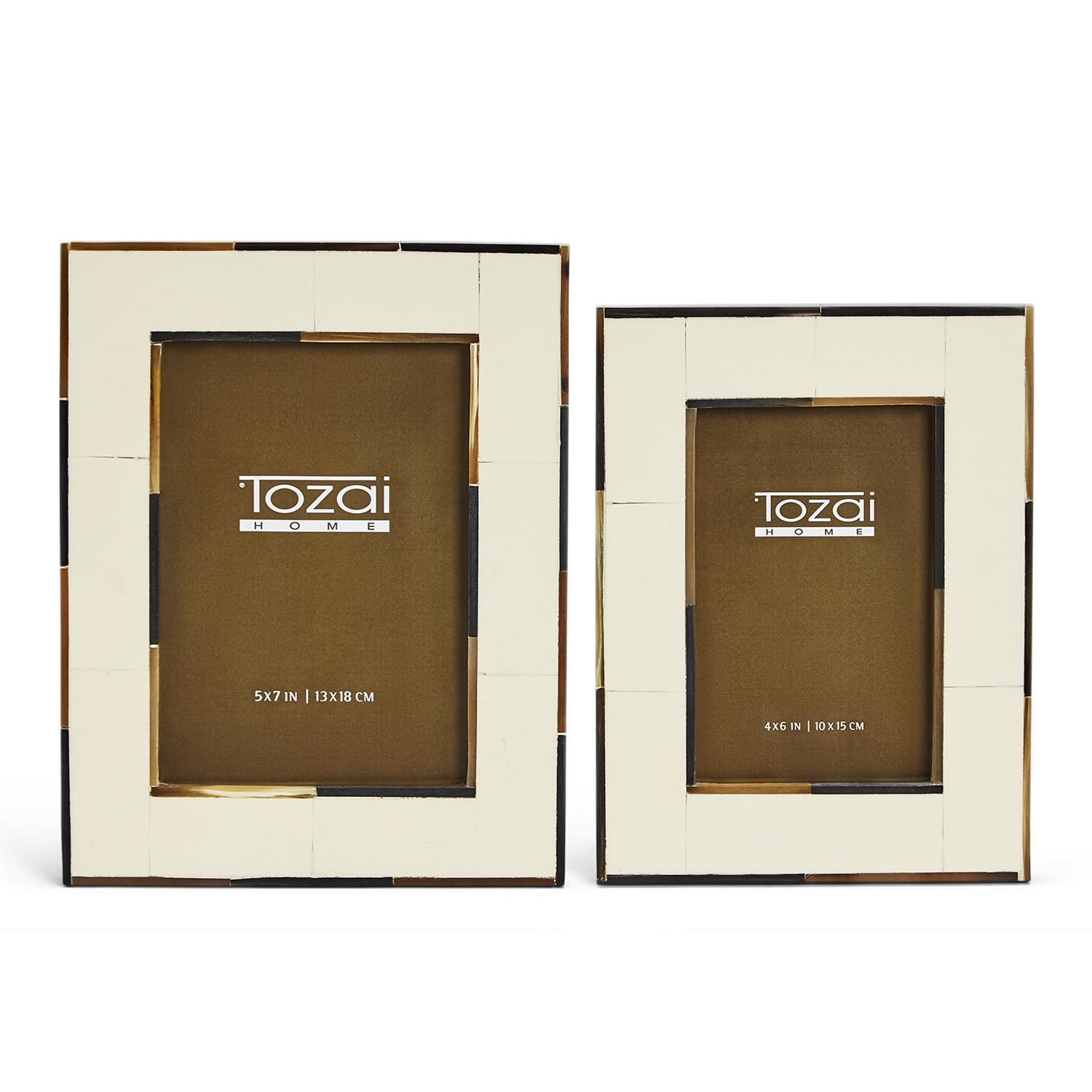 中野蘭嗣 抽象画 金色フレーム 約30cm x 25cm S/2 Milano Photo Frame W/ Horn Inseam Incl 2 Sizes