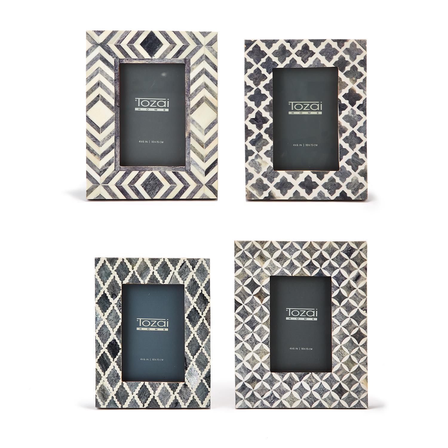 4" x 6" Slate Bone Mosaic Photo Frame Asst 4 Patterns
