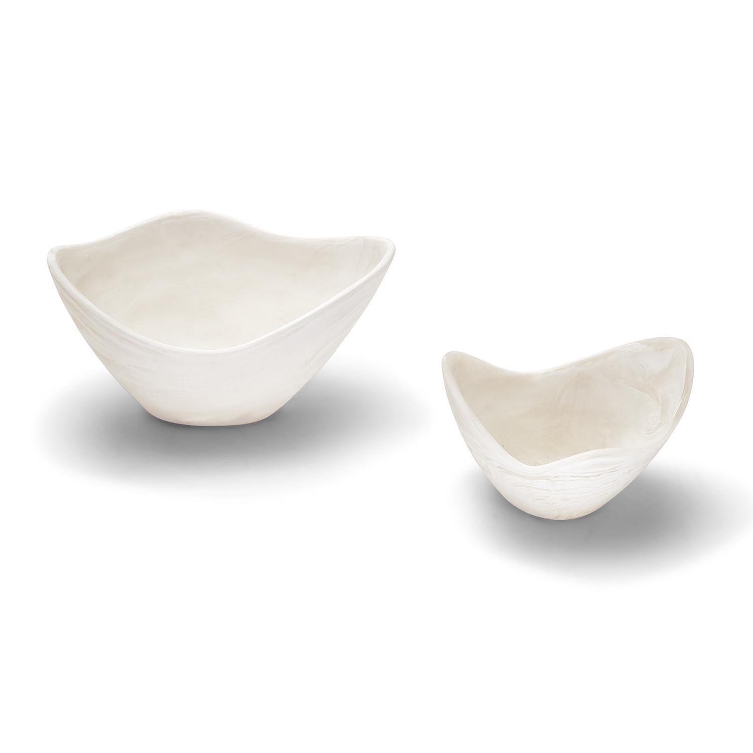 まとめ買いイキジョ Deep bowl M2点　Bosigi bowl S2点 S/2 Archipelago White Cloud Marbleized Organic Shaped Bowl