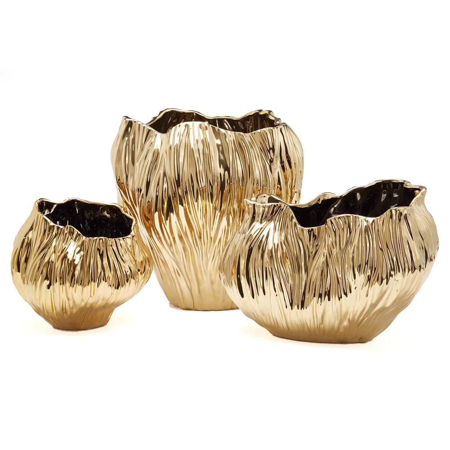 Piriform S/3 Gold Plated Vases
