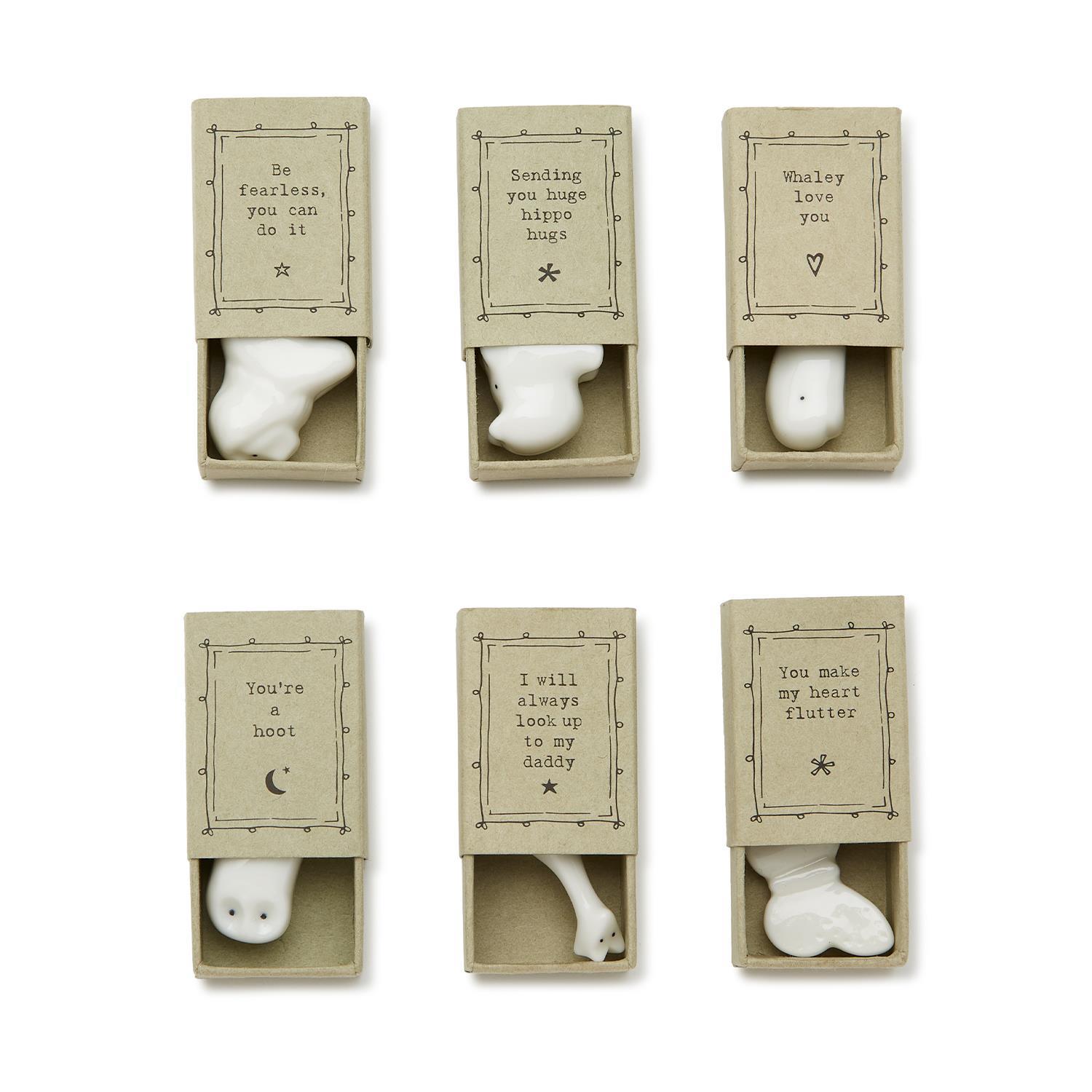 East Of India Mini Porcelain Cat Matchbox – Glazed White, Boxed – Sentimental Ornament & Gift