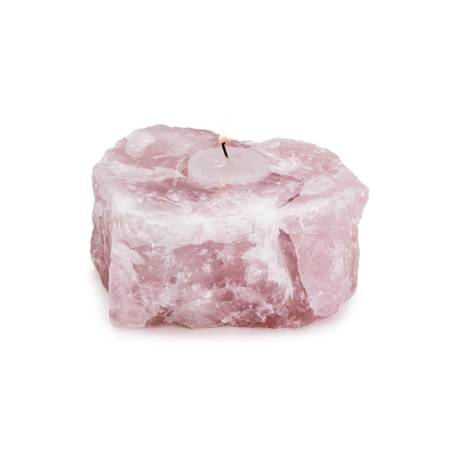 Rose Quartz Crystal Tealight Candle Holder
