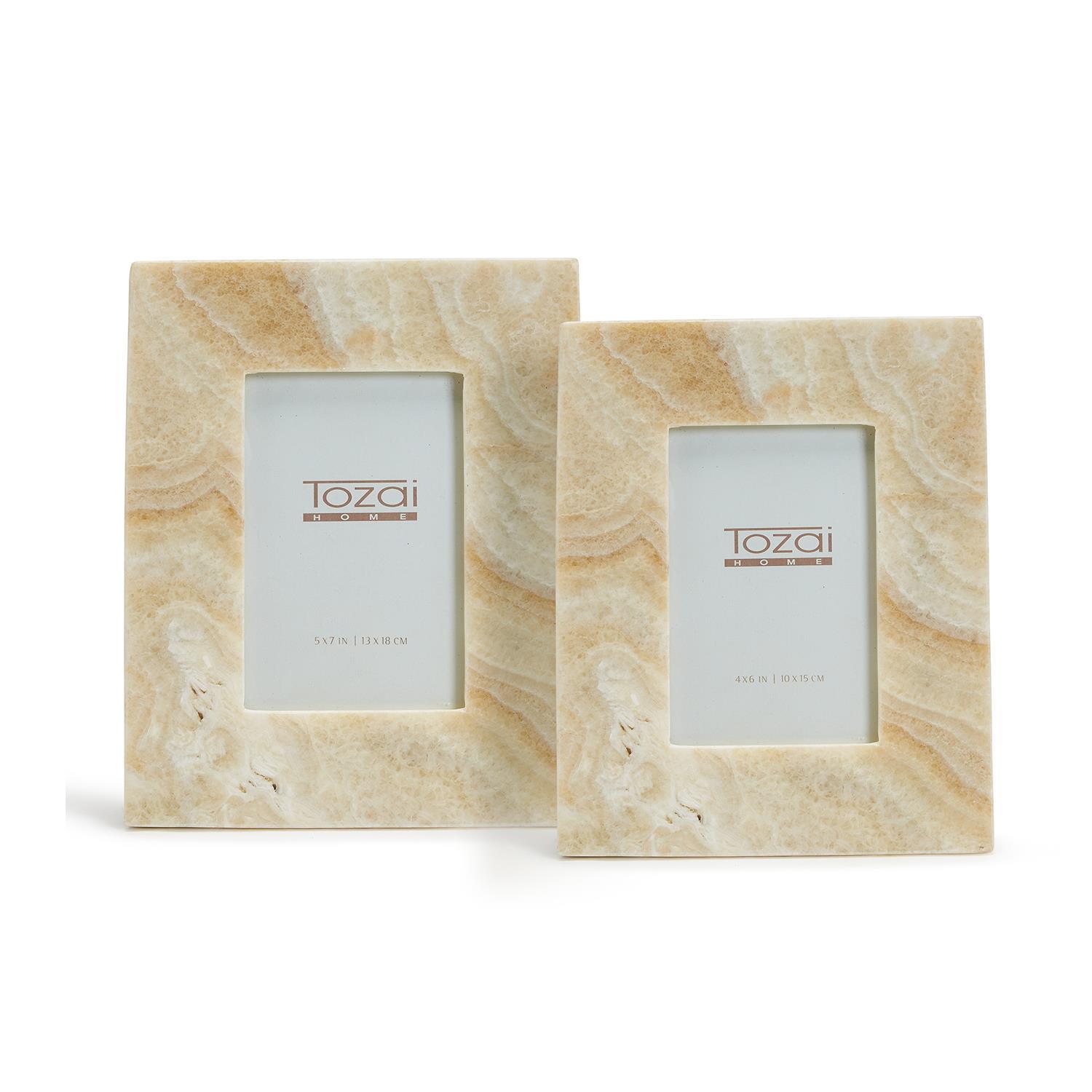 White Onyx S/2 Photo Frame