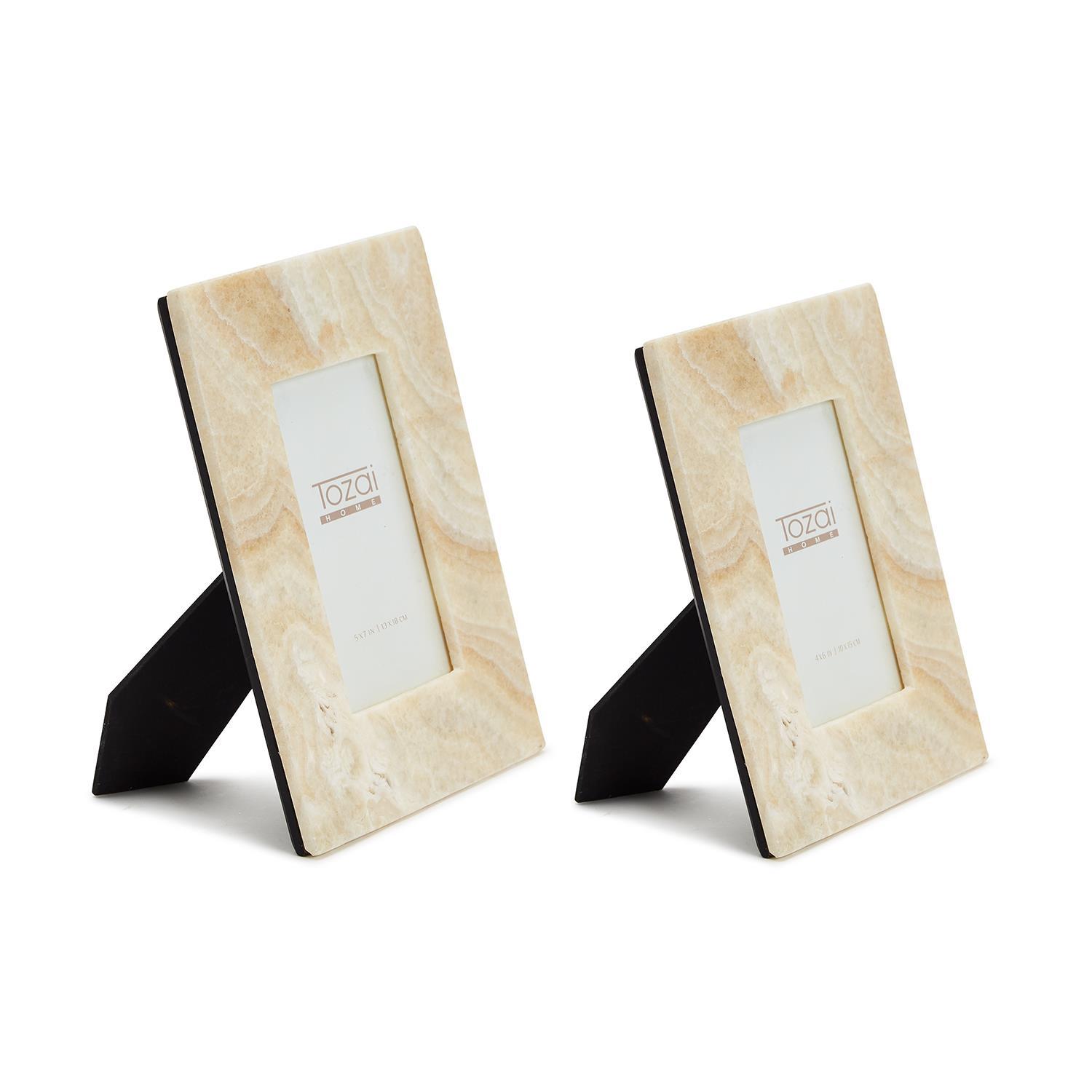 White Onyx S/2 Photo Frame