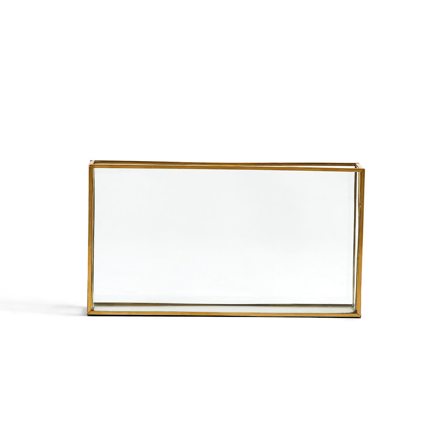 Window Square Vase with Gold Metal Trim