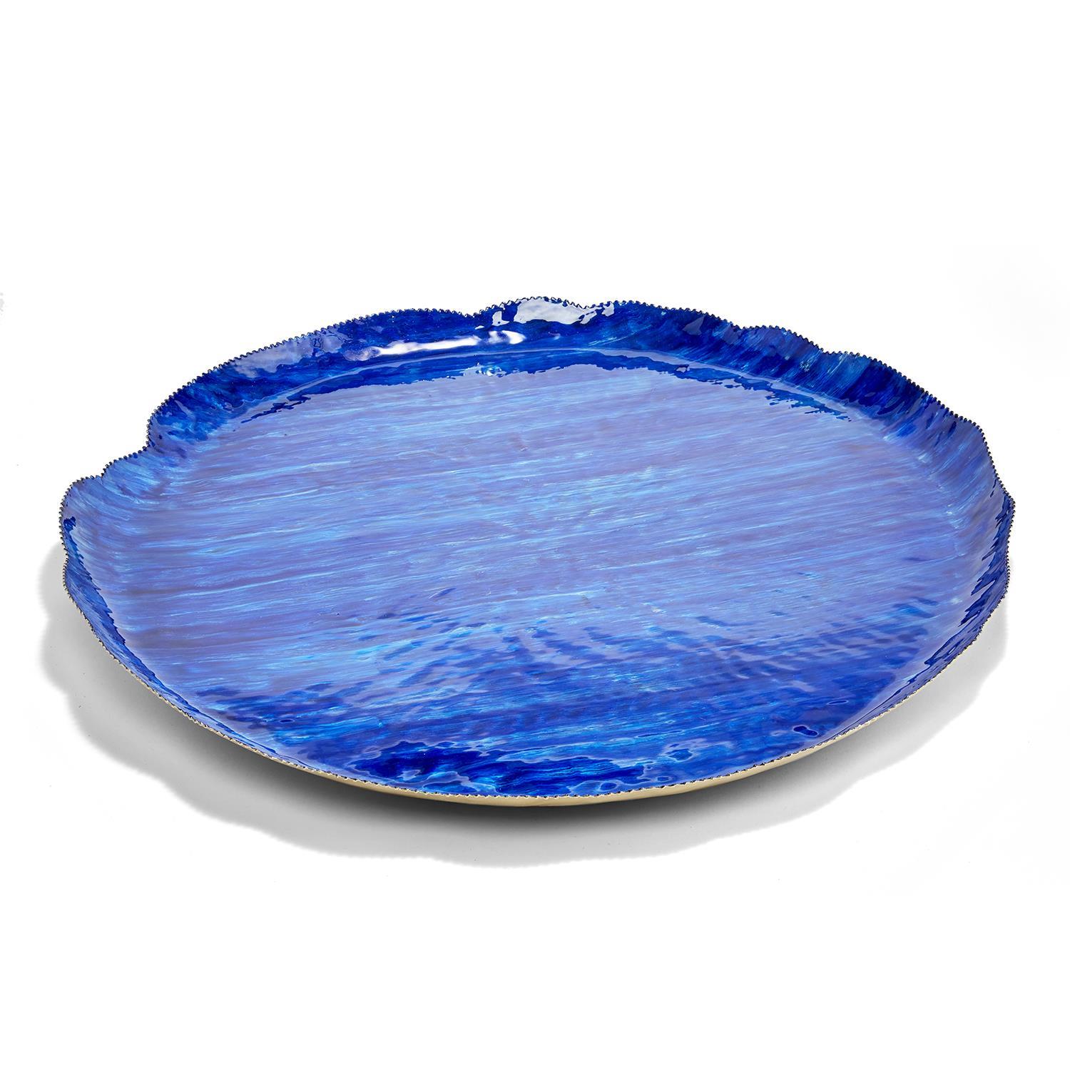 S/2 Blue Tone Enamel Decorative Trays