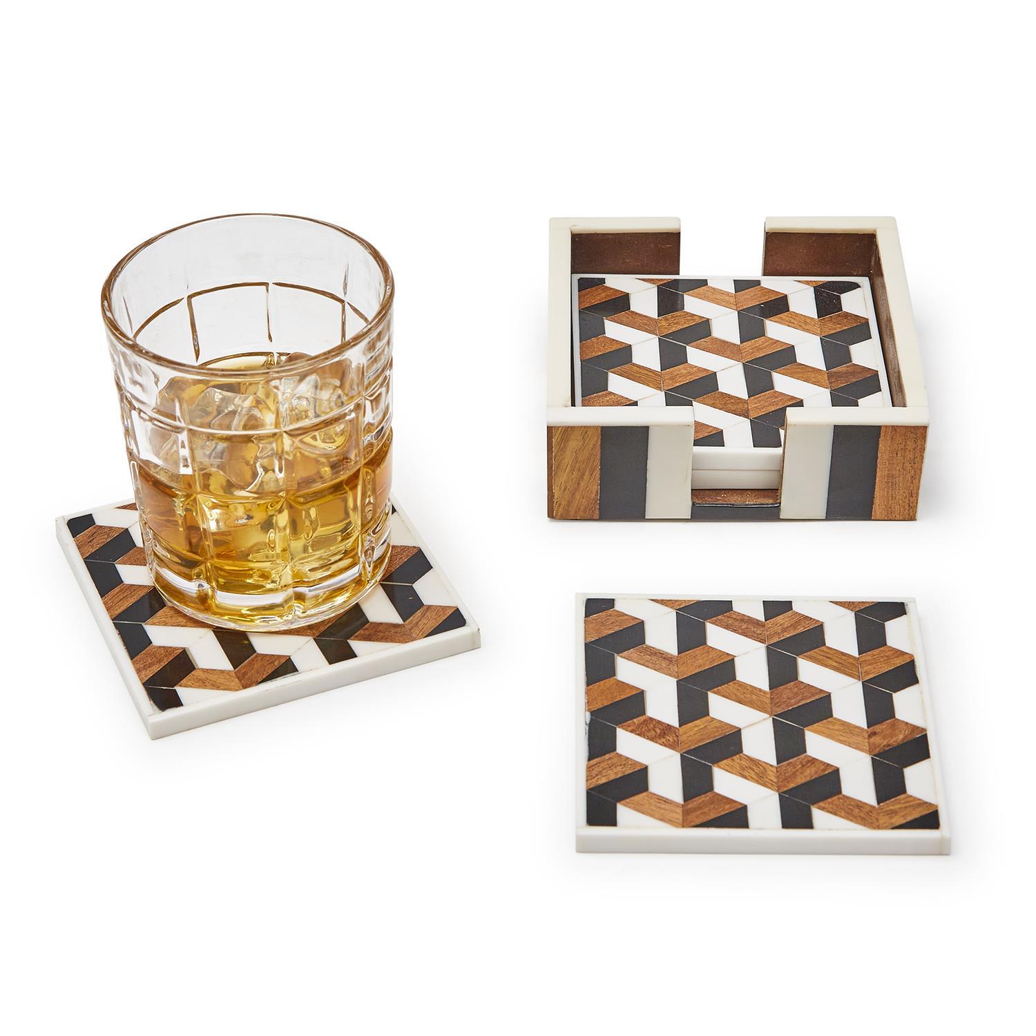 S/4 Square Coasters in Holder