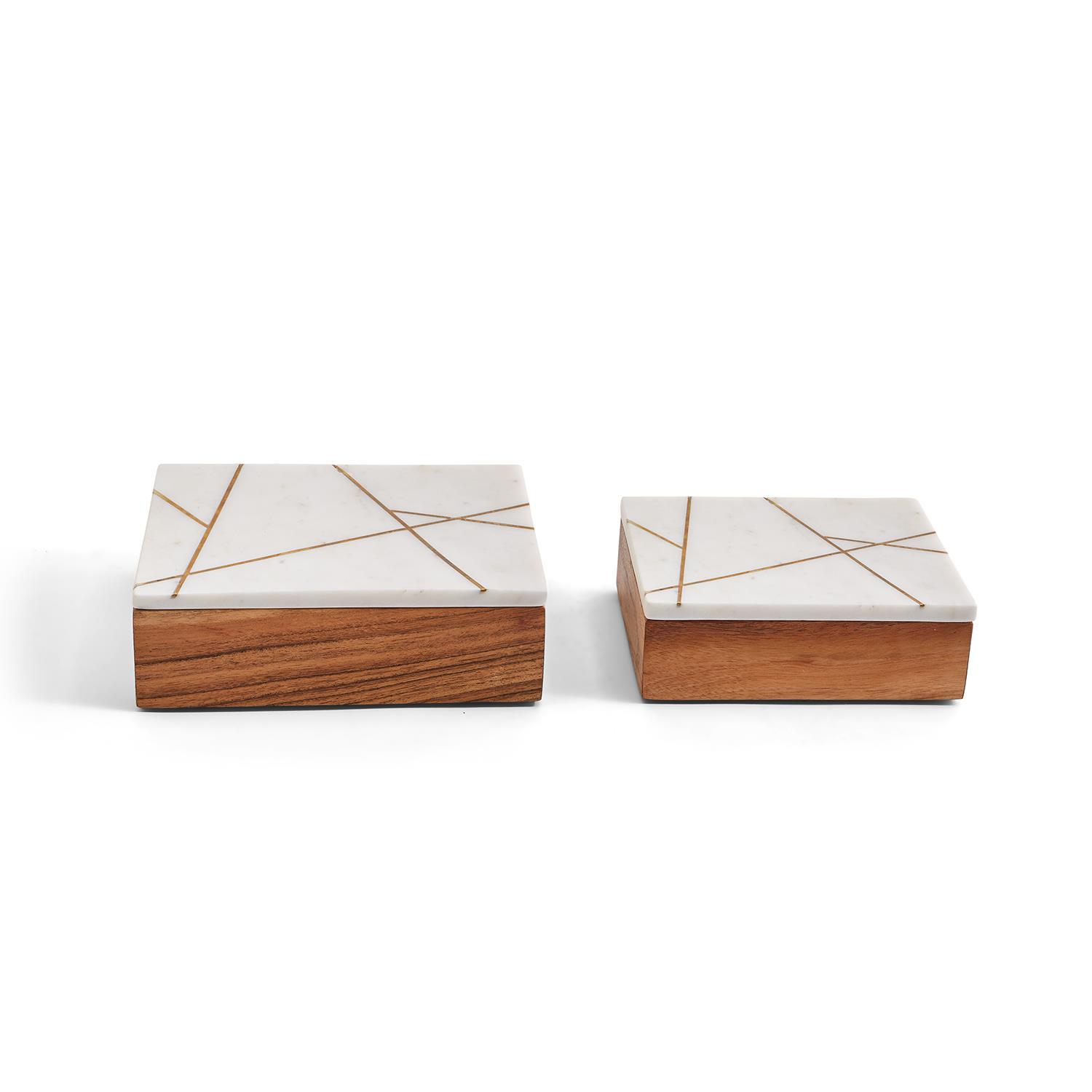 Box Top Inlay Vector S/2 Marble Top Inlay Decorative Boxes