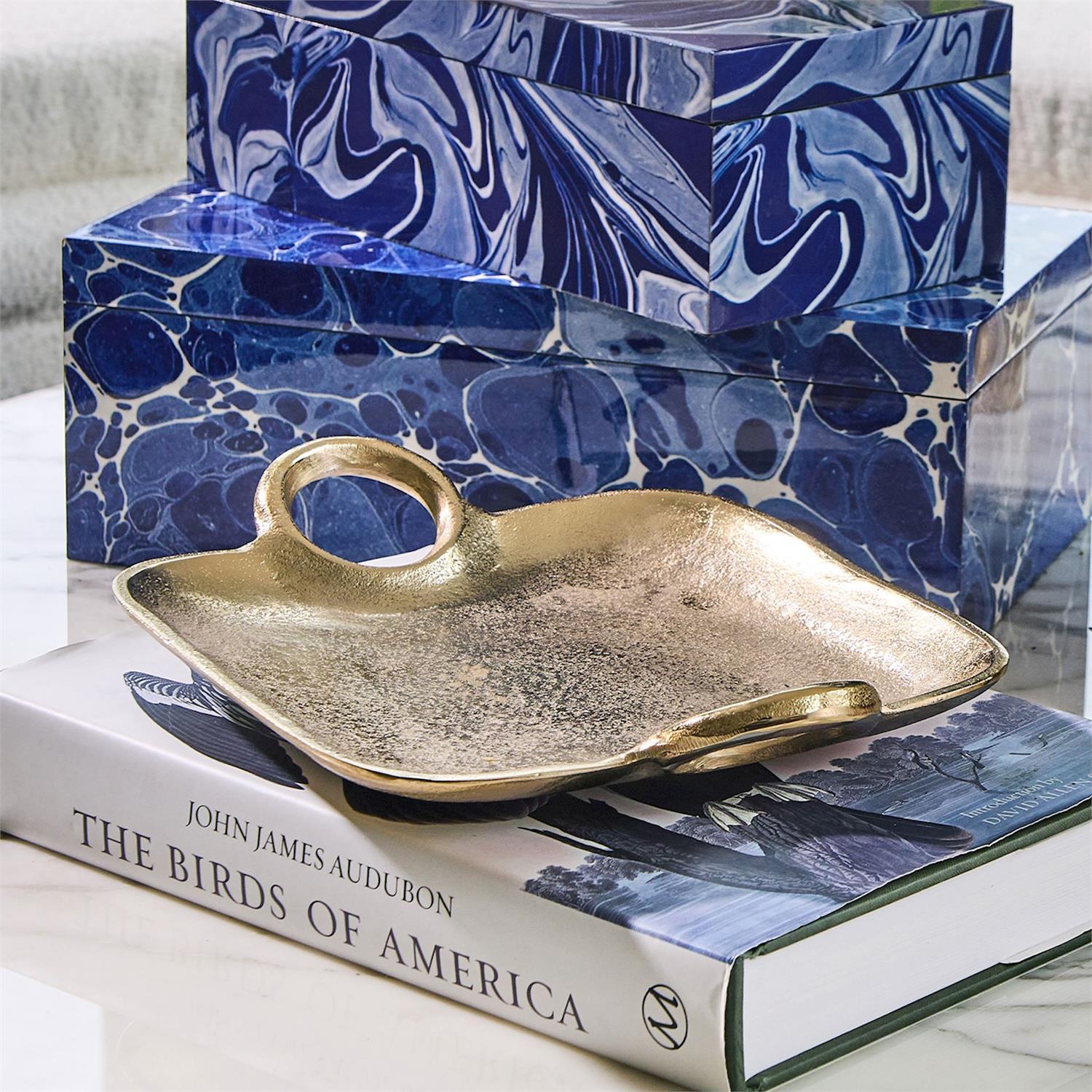 Metropolitan S/2 Decorative Gold Tray with Handles