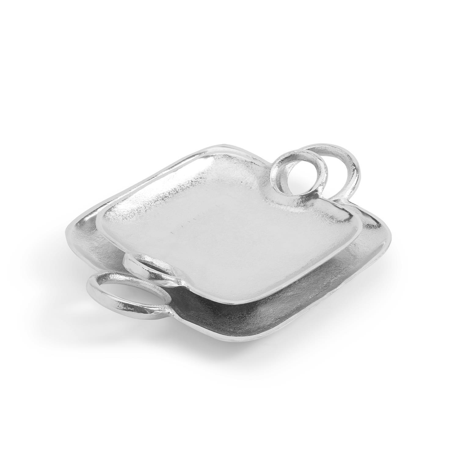 Metropolitan S/2 Decorative Silver Tray with Handles