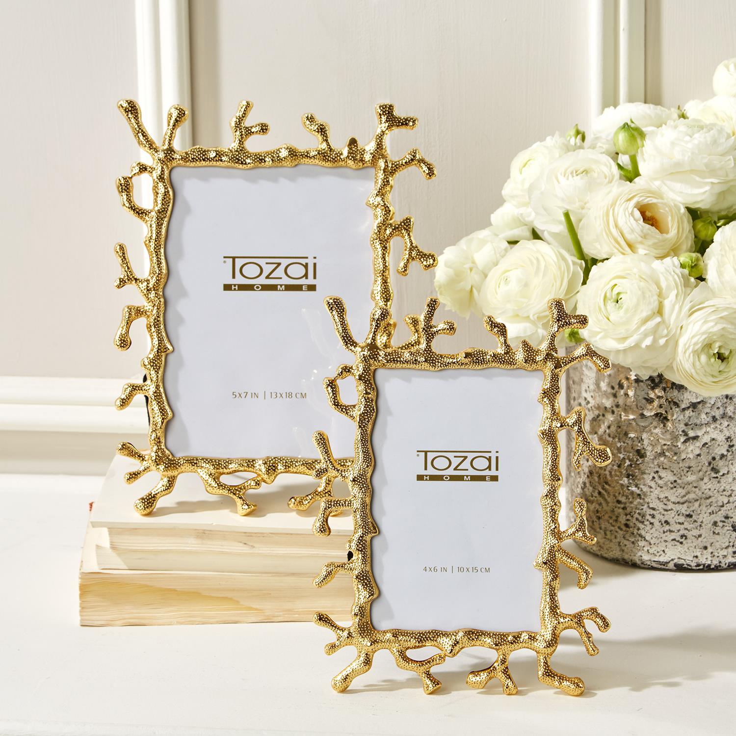 Golden Coral S/2 Photo Frames