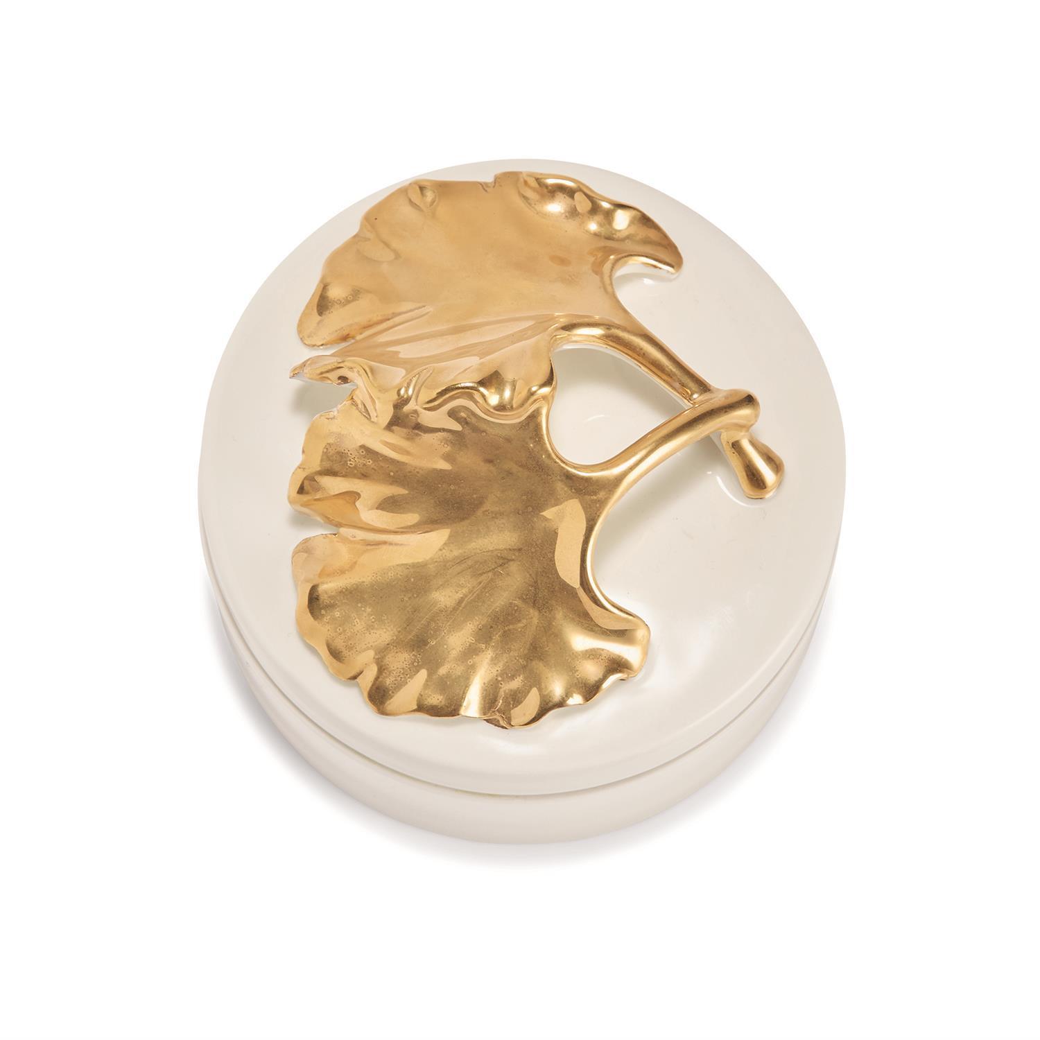 Golden Ginkgo Leaf Covered Box