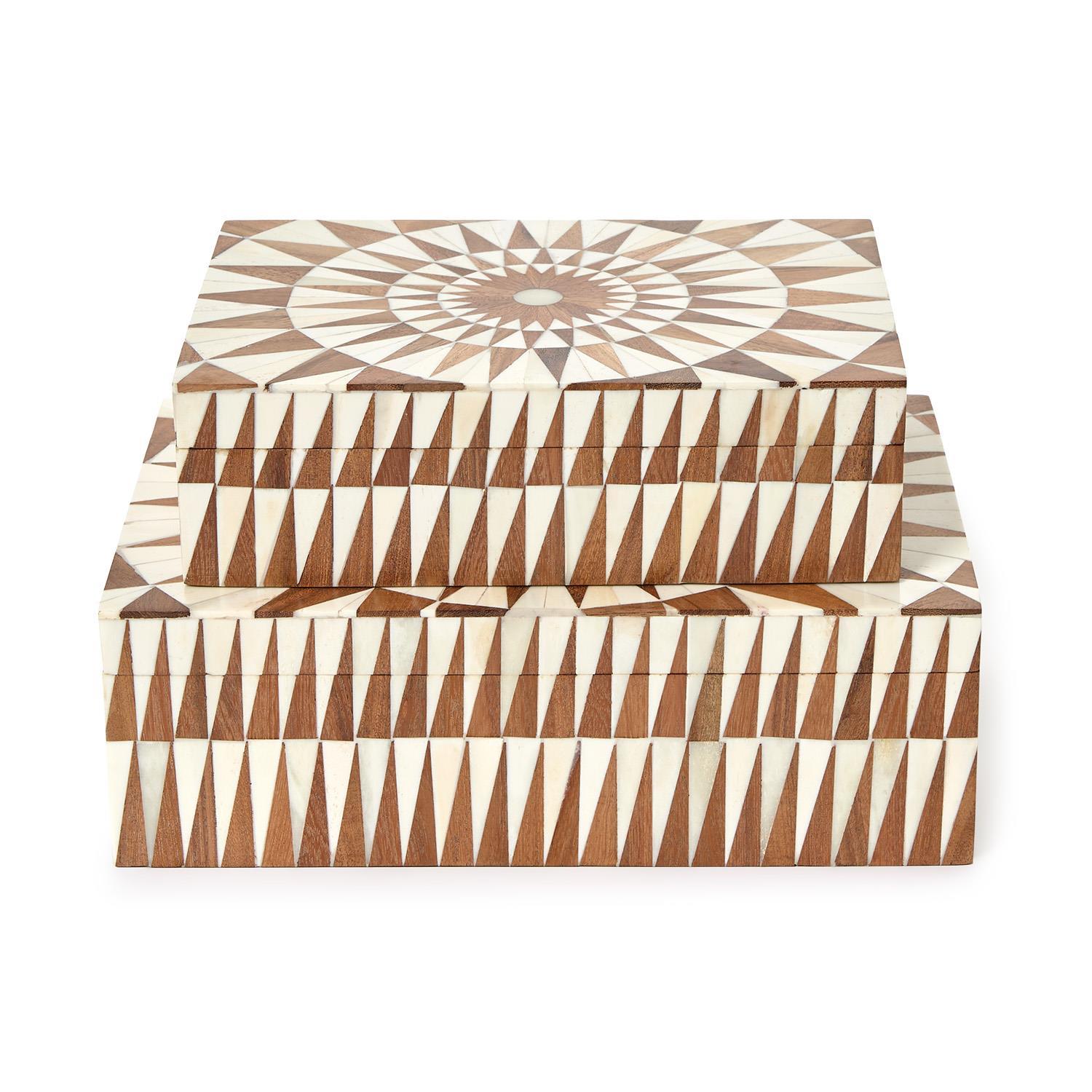 S/2 Patterned Hinge Covered Box