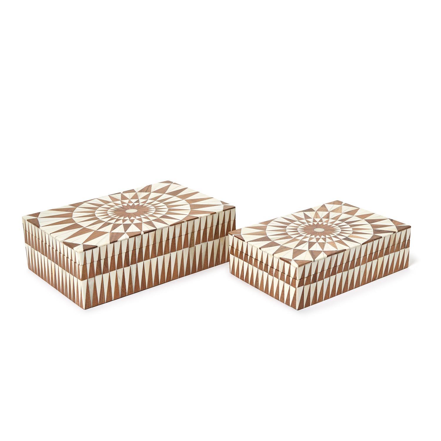 S/2 Patterned Hinge Covered Box