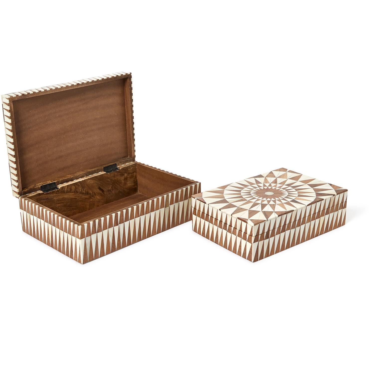 S/2 Patterned Hinge Covered Box