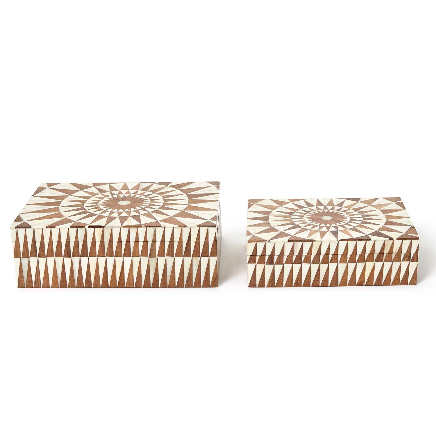 S/2 Patterned Hinge Covered Box