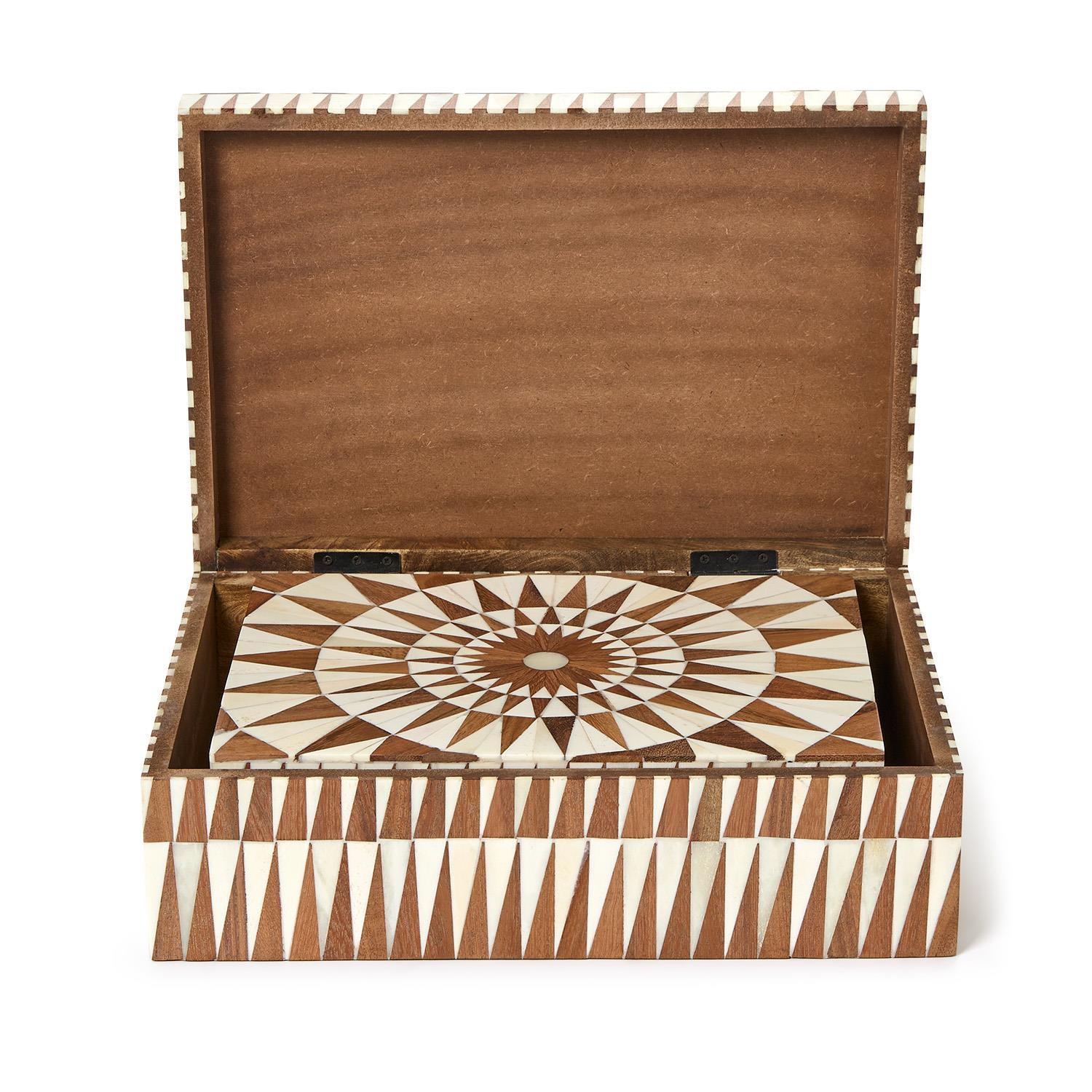 S/2 Patterned Hinge Covered Box