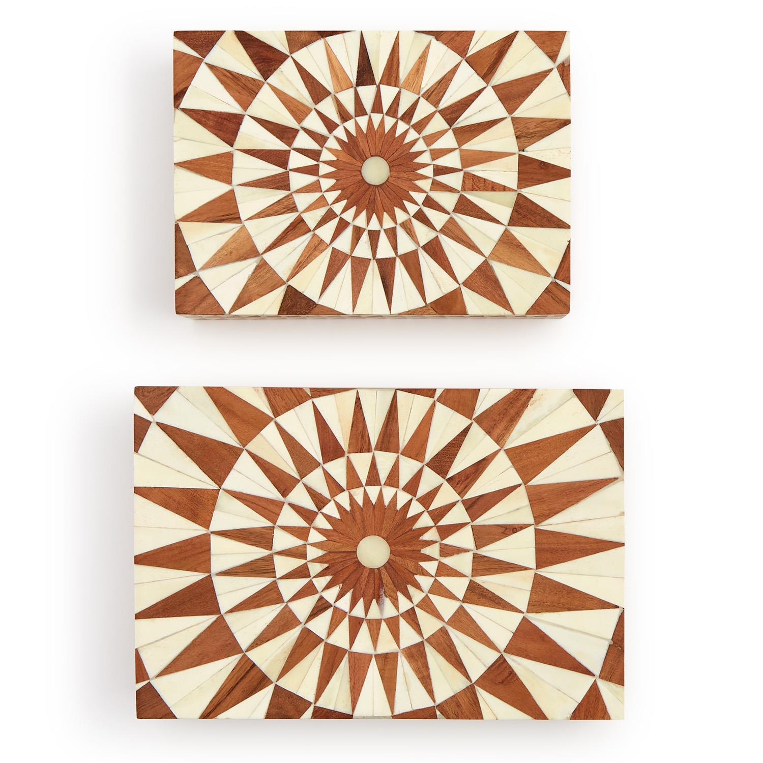 S/2 Patterned Hinge Covered Box