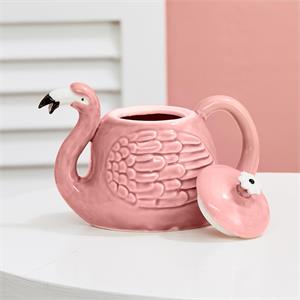 Flamingo Teapot with Lid