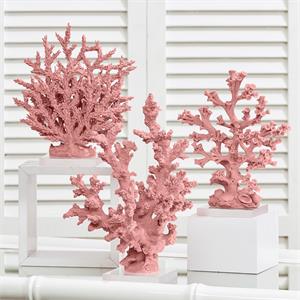 S/3 Pink Coral Sculptures Incl 3 Designs/Sizes