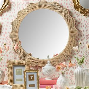 Wicker Weave Hand-Crafted Wall Mirror display picture 1
