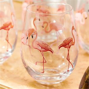 Flamingo Stemless Wine Glass