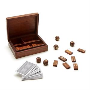 The Triple Threat Game Set in Hand-Crafted Wood Box Includes: 1