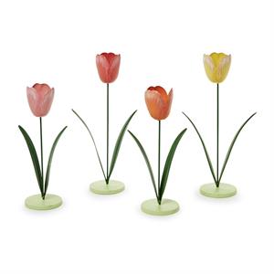 Set of 4 Tulip Hand-Crafted Taper Candleholders Includes 2 Sizes